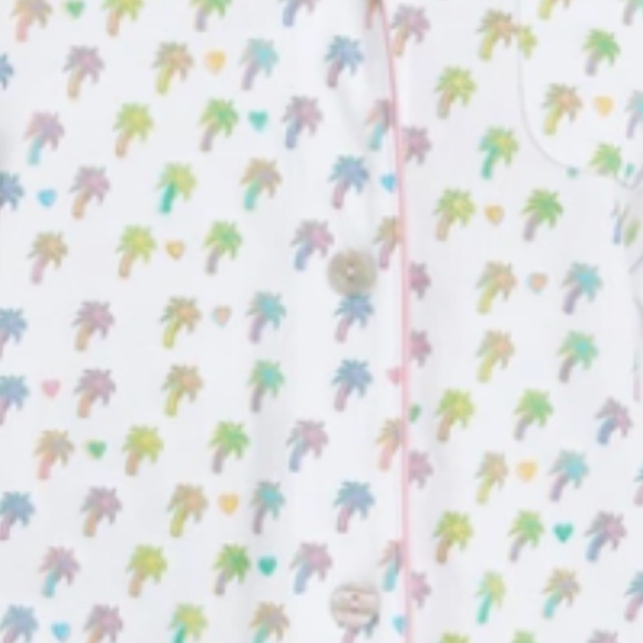 ROLLER RABBIT X Stoney Clover Lane Palm Dreams Polo Pajama top in white - Picture 2 of 2
